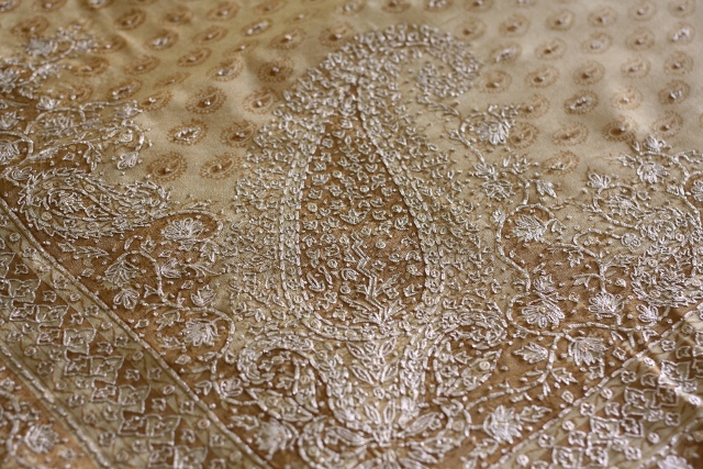 Gold and and silver zardosi work on crepe silk