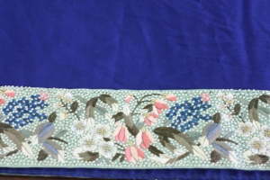 An antique kha-kha border stitched on to a crepe silk saree - an example of 'kor ni sari'