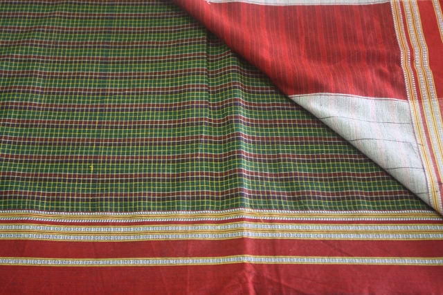 A green Ilkal cotton saree